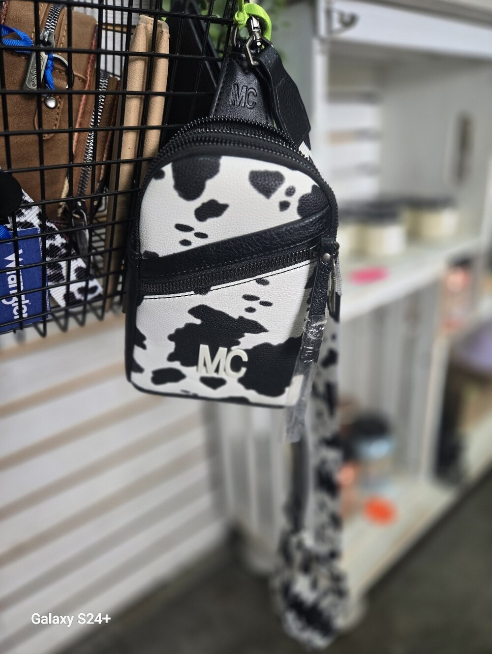 Montana West Black and White Cow Print Crossbody Bag